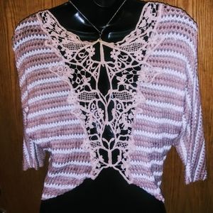 Crochet Back Dusty Rose Top